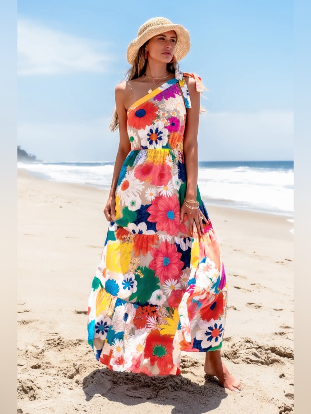 CUPSHE | Floral Asymmetrical One-Shoulder Maxi Dress